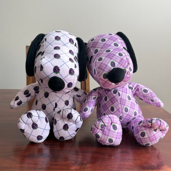 Snoopy The Peanuts Knots Beery Farm Boysenberry plush set of 2 - Picture 1 of 6